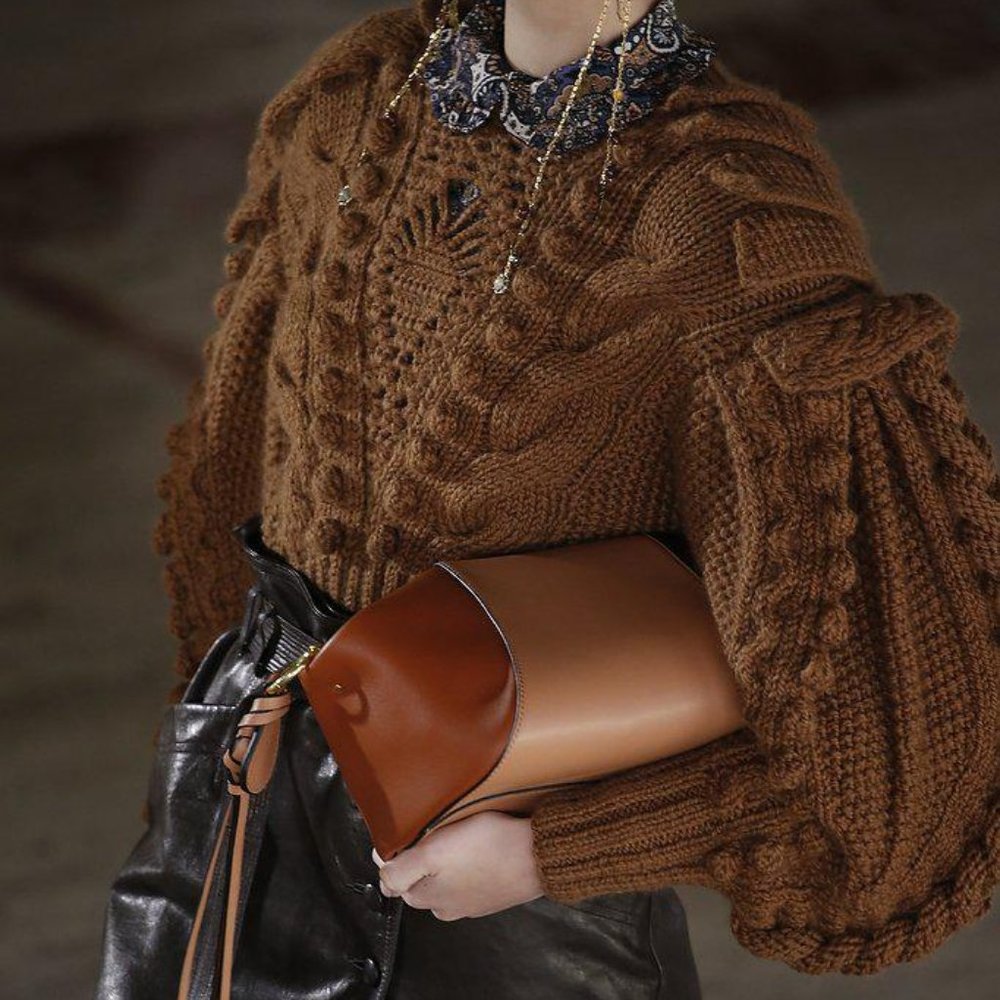 Ulla Johnson Chunky Cable Knit Pullover in Camel Brown